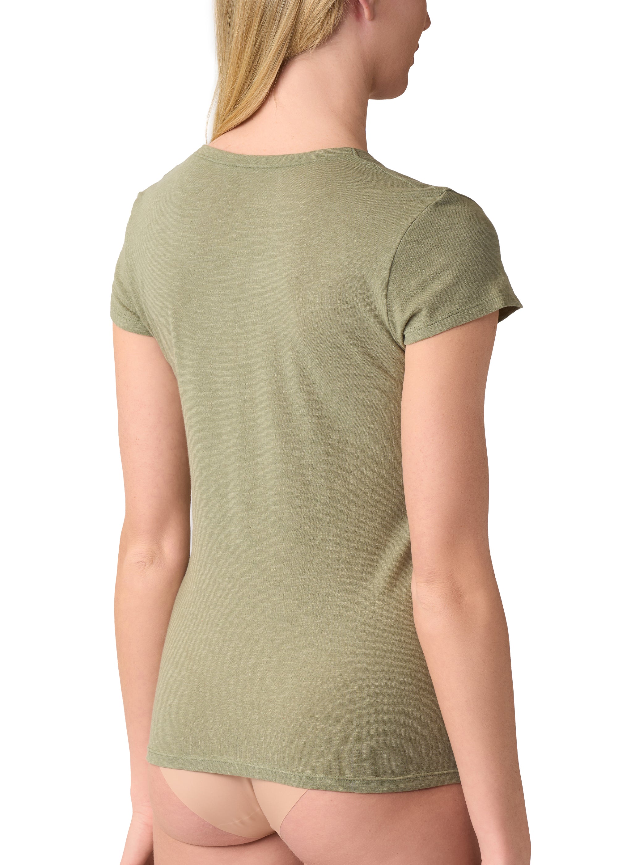 MAGLIA MANICA CORTA CON LINO SCOLLO A V - Image 3