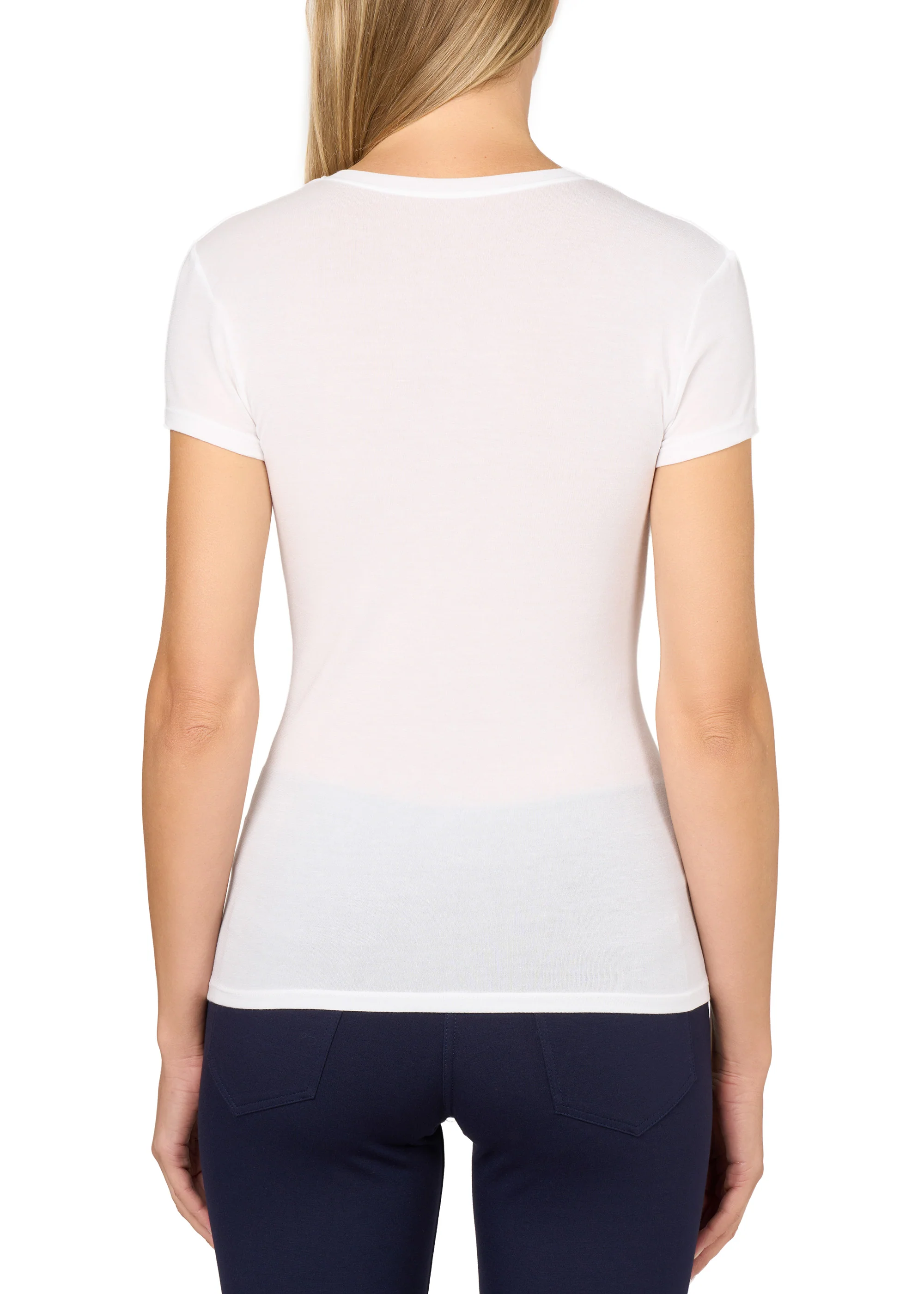 MAGLIA MANICA CORTA CON SETA SCOLLO A V - Image 5