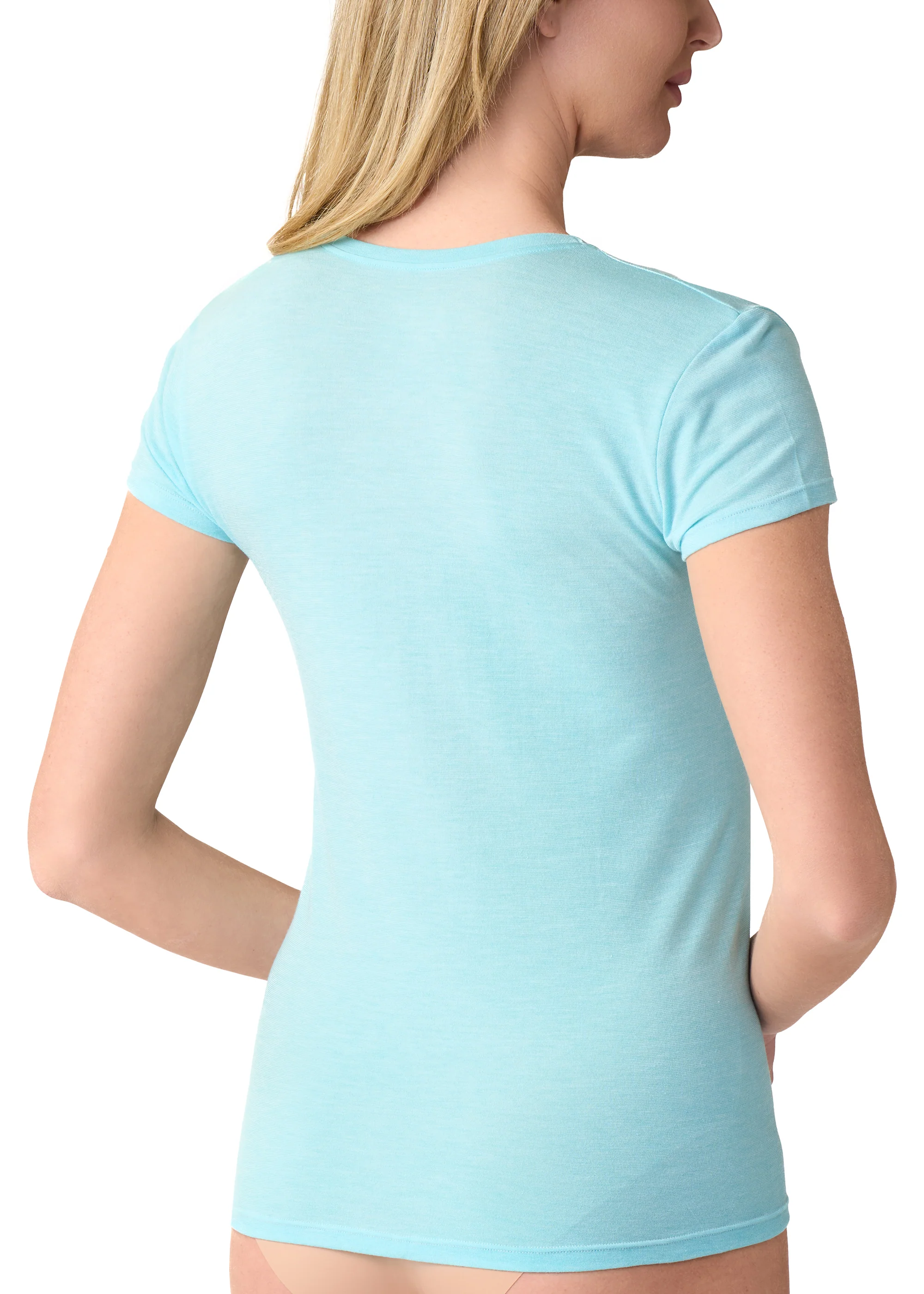 MAGLIA MANICA CORTA CON SETA SCOLLO A V - Image 3
